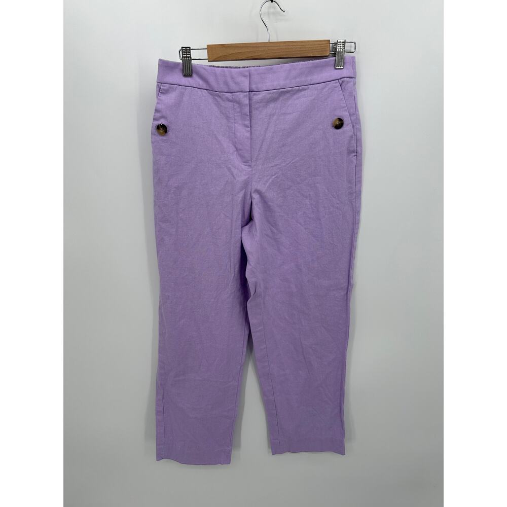 J. Crew Factory Sailor Pant Women 8 Linen Cotton Blend Ankle Lightweight Purple